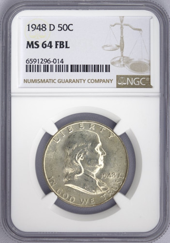 1948-D Franklin Half Dollar NGC MS64 FBL | Lake Superior Coins