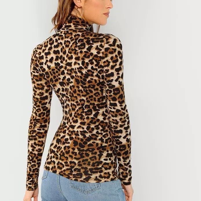 Thumbnail: Leopard print turtle neck top