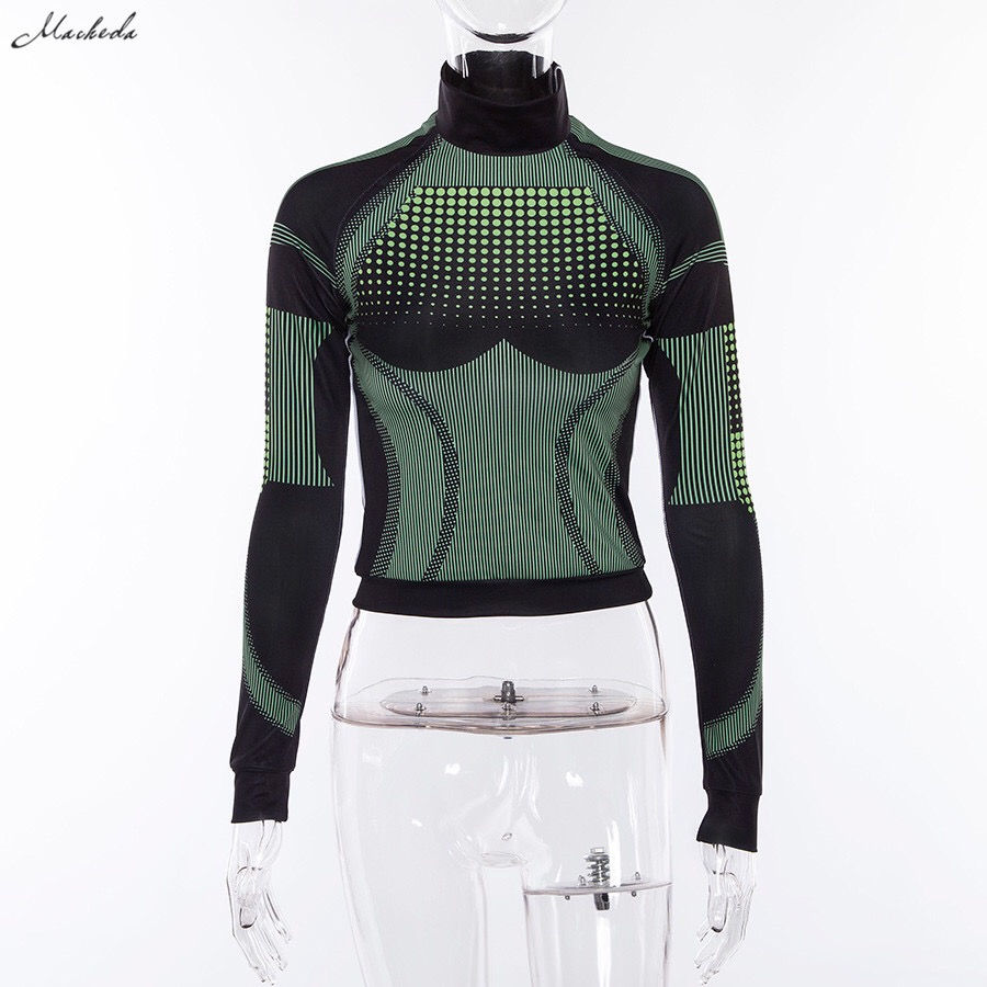 Thumbnail: Geo racer turtleneck crop top
