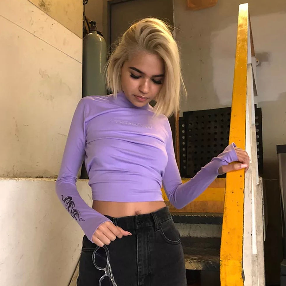 Thumbnail: Diamanté paradise snake long sleeve crop top
