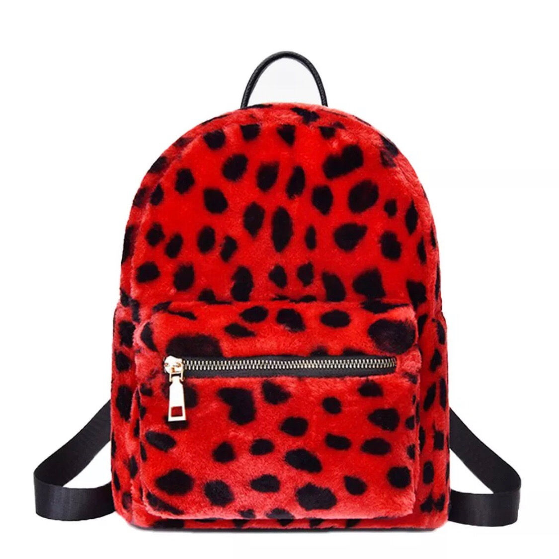 Red dalmation print backpack