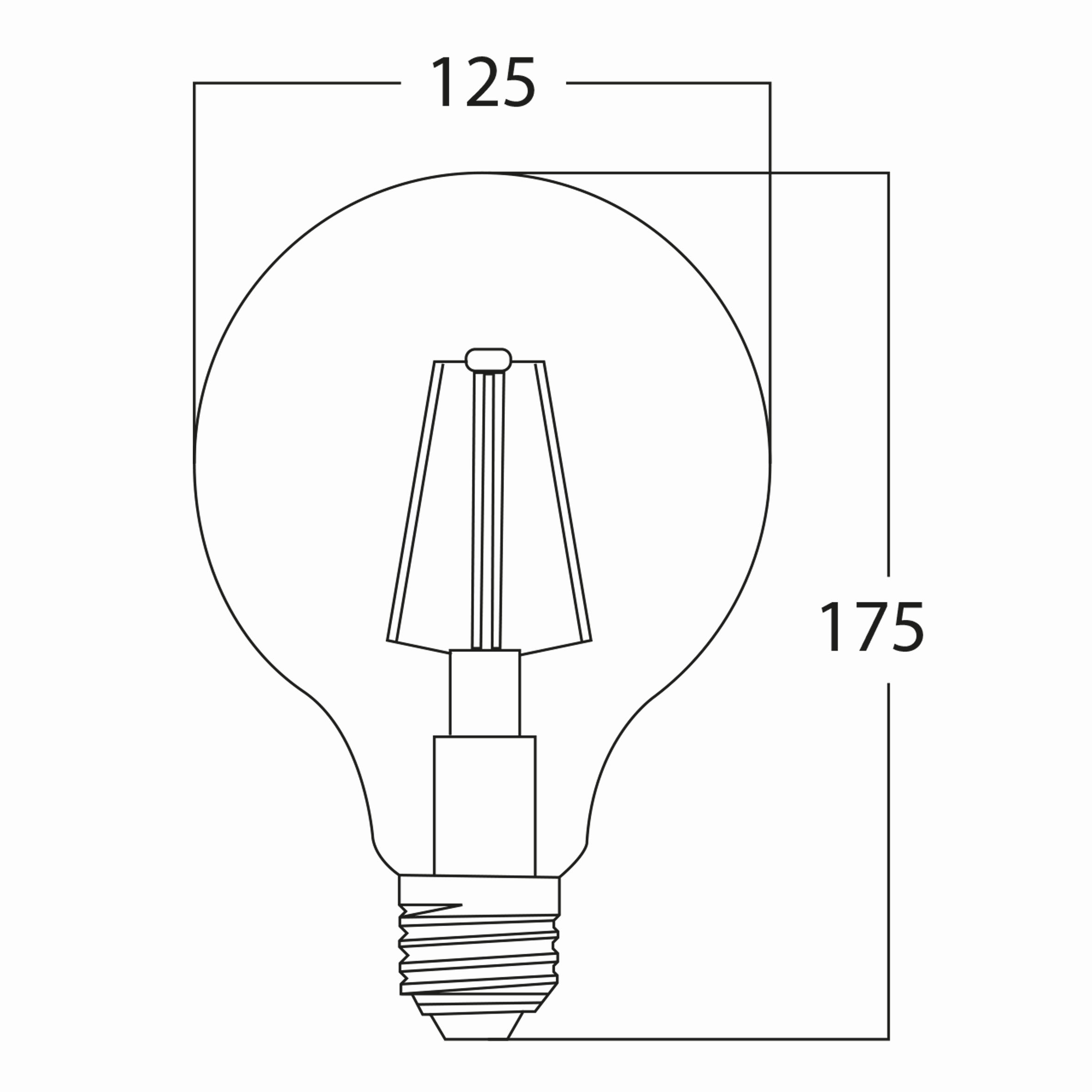 6w E27 G125 Amber Ampul Teknik Çizim