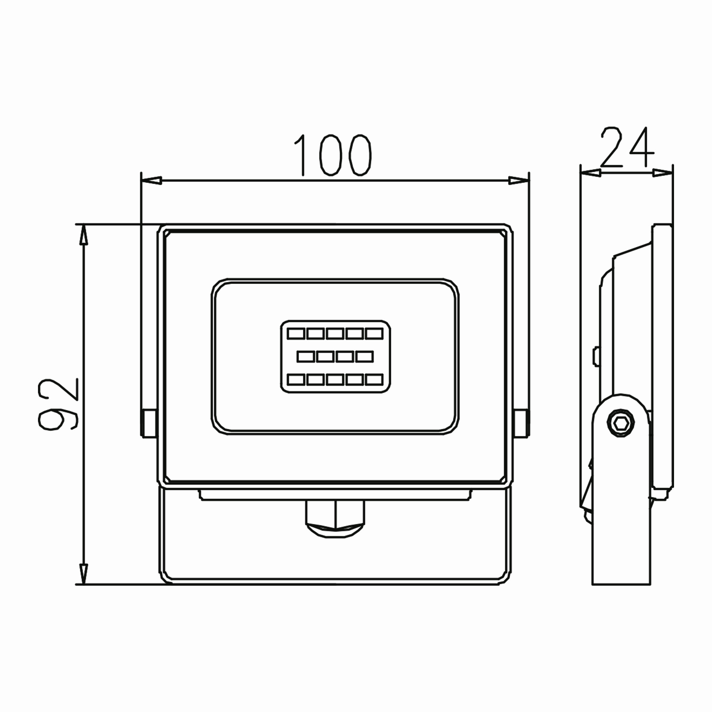 10w Ledli Projektör Teknik Çizim