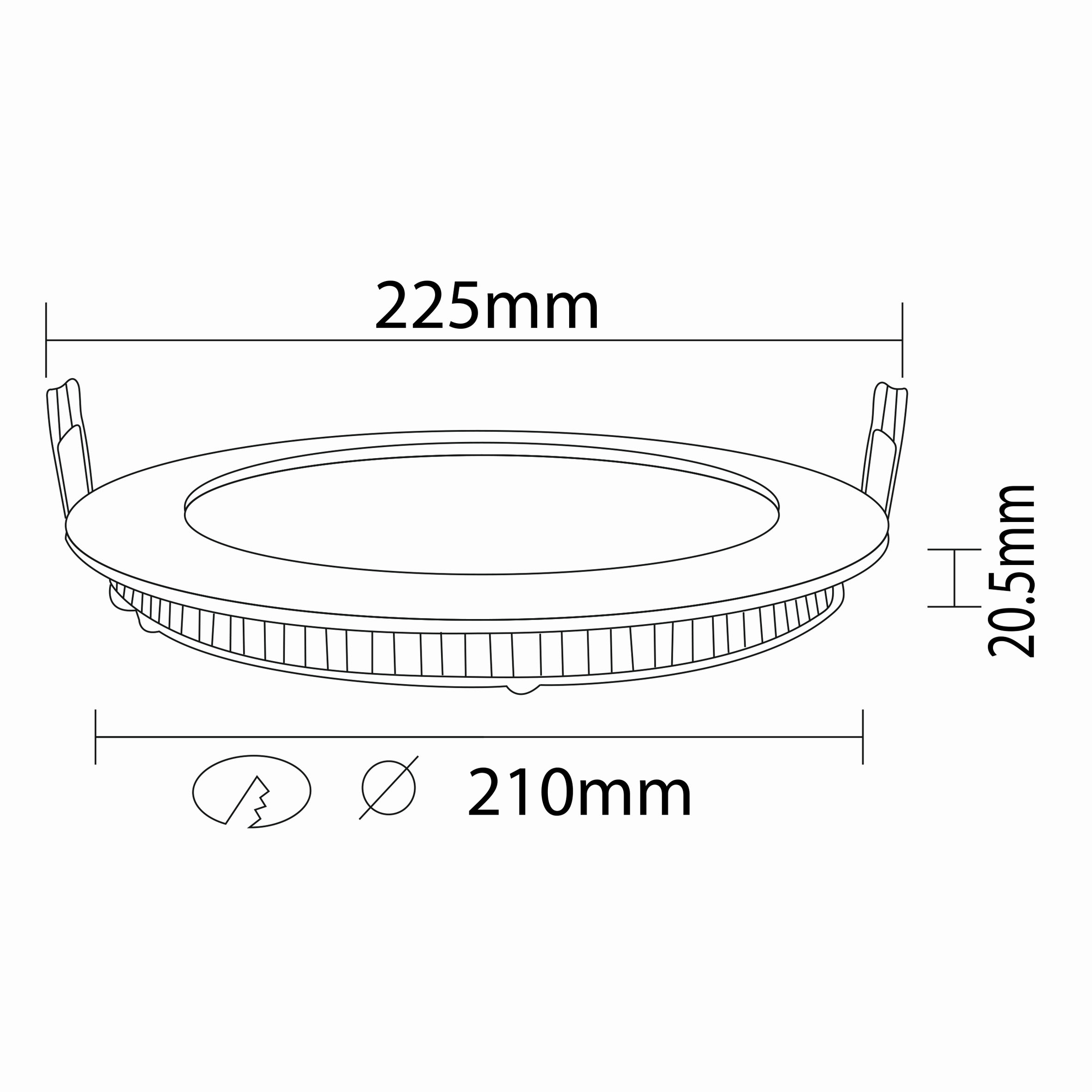 18w 8'' Sıva Altı Led Panel Teknik Çizim