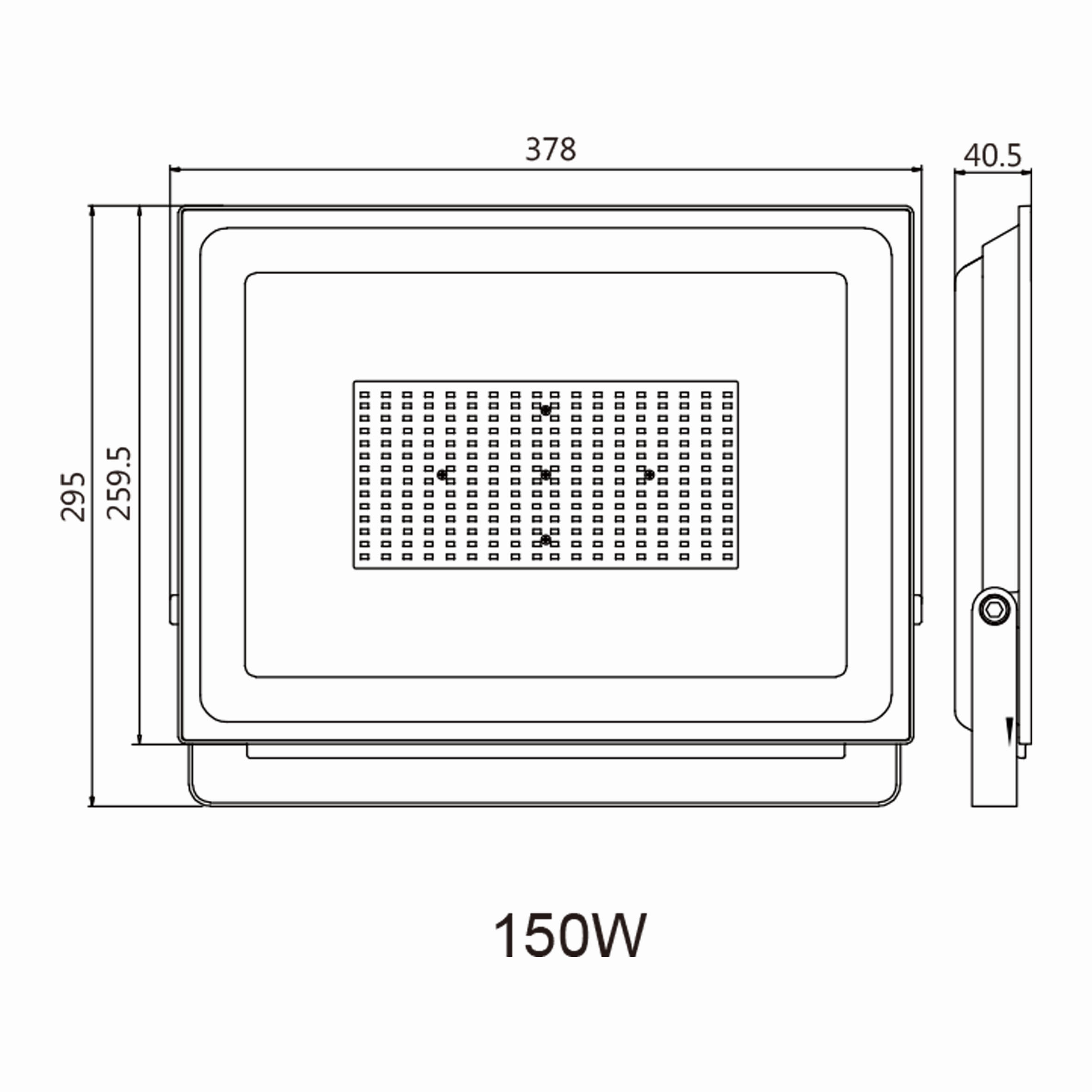 150w Ledli Projektör Teknik Çizim