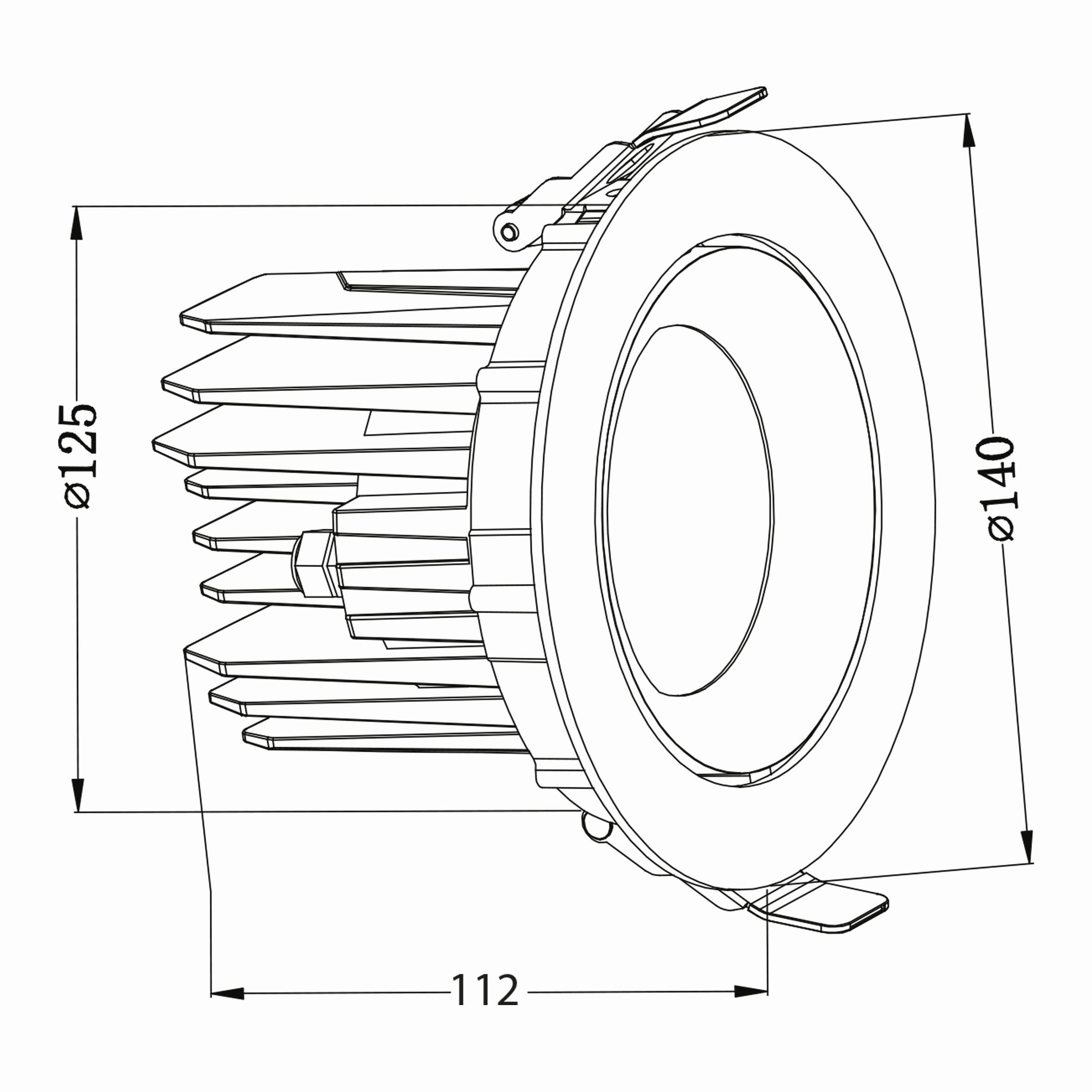 30w Cob Ledli Downlight Teknik Çizim