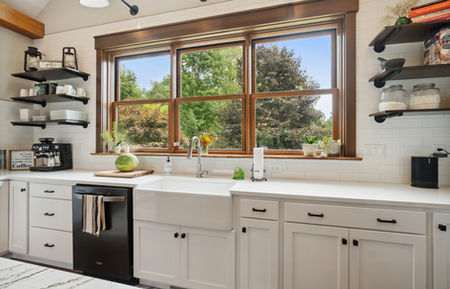 Custom Jacob's Creek modular home, kitchen sink, window view