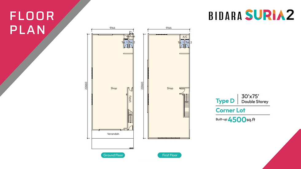 Thumbnail: BIDARA SURIA 2 - DOUBLE STOREY SHOP LOT BOOKING FEES