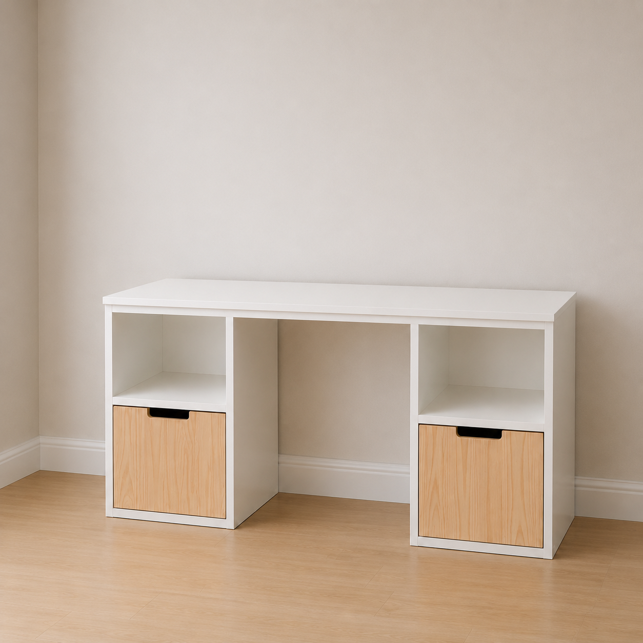 Small Kiddies Desk with Pine Storage Boxes