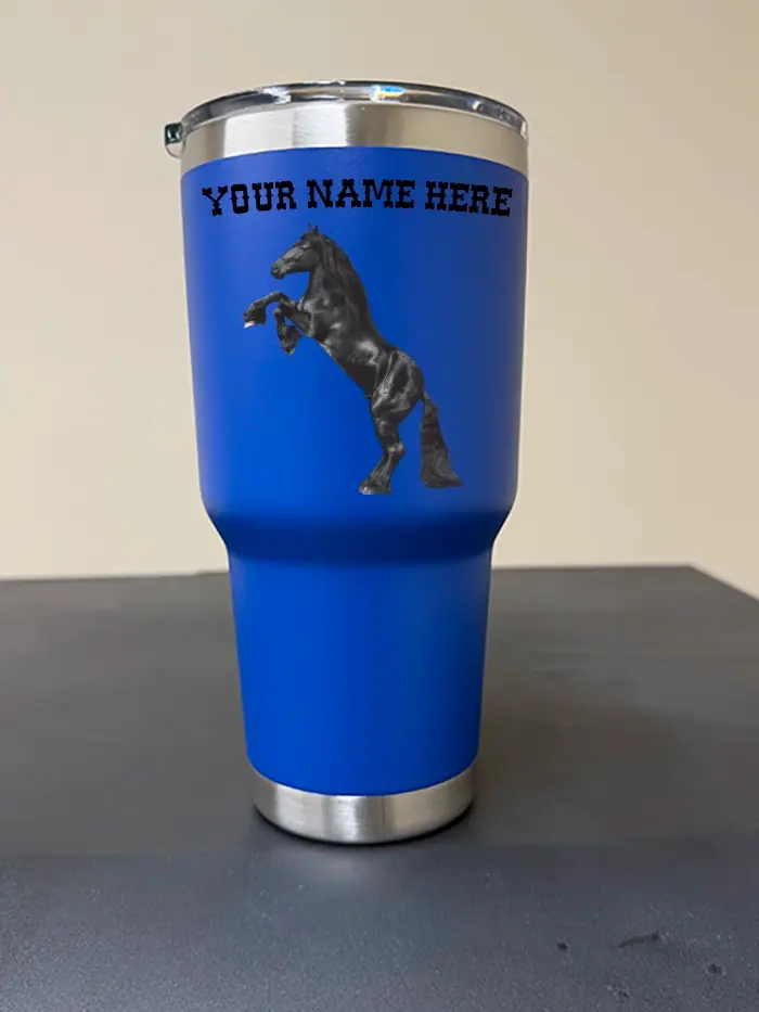 Thumbnail: 30oz Tumbler FRIESIAN , TWO FRIESIAN HORSES ON CUP