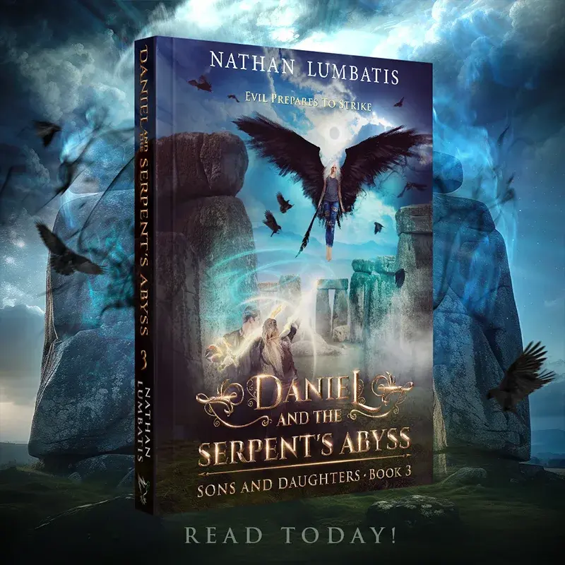 Six months after returning from their adventures in Daniel and the Triune Quest, Daniel, Ben, and Seren eagerly await their mission to save Raylin and acquire the last Weapon of Power: the Abyssal Staff. Daniel can’t believe his luck when Gabriela shows up and declares she will guide them to the British Isles, where Raylin has been haunting ancient ruins in her frenetic search for more spiritual power. When the group is transported to Ireland, however, everything goes wrong. Raylin, driven mad by the possessing power of the Voidblade, is as powerful as several demons put together and impervious to their attacks. Seren, desperate to save her sister, impulsively starts an explosive battle to bind her—a decision that turns the entire quest on its head and drives Daniel to a point of desperation he never anticipated. Through it all, the Three are noticeably absent and quiet, not answering prayers or sending aid. What’s worse, Gabriela seems distant and preoccupied. So much for Daniel’s hopes for improving their relationship.The quest seems hopeless, and it’s only just begun. How can the companions hope to evade the Enemy’s minions haunting their every step, subdue a super-powered Raylin in her madness, get her to the bottom of the Abyss where the staff resides, and survive a face-to-face encounter with the Serpent awaiting them there? Daniel has no idea, but he hopes his faith in the Three will not prove vain. Surely, after all their intervention during the last two quests, they wouldn’t abandon the companions without help. Right?Daniel and the Serpent’s Abyss is a young adult, Christian fantasy novel exploring forgiveness, faith, and the empowering role of the Holy Spirit in the believer’s life. It is the third in the Sons and Daughters series, which includes Daniel and the Sun Sword, and Daniel and the Triune Quest. Yound Adult fantasy book cover art and design by Donika Mishineva. Visit www.artofdonika.com to order your spectacular book cover for your manuscript.