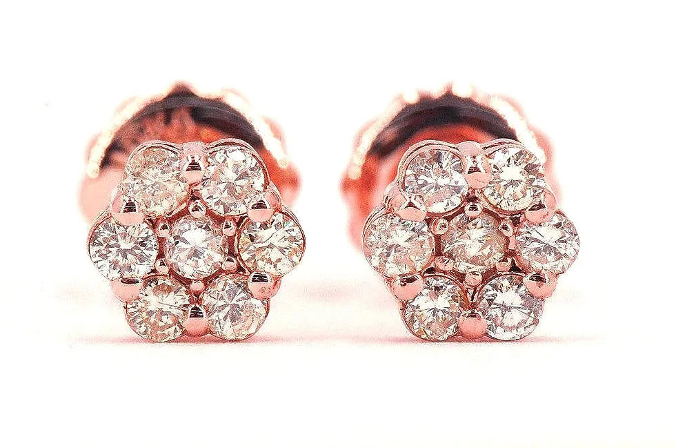 Rose gold pressure setting diamond earrings