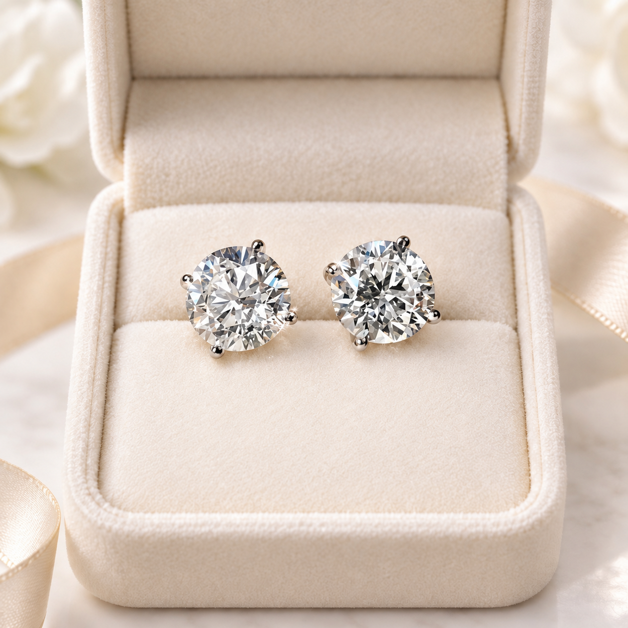 VVS Moissanite Silver Stud Earrings