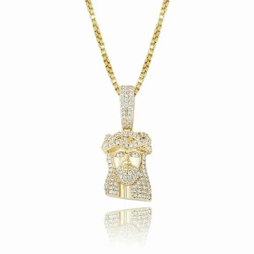 1.75-Inch Jesus Pendant in 14K Yellow Gold with Lab-Grown Diamonds