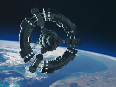 Satellite orbiting earth 