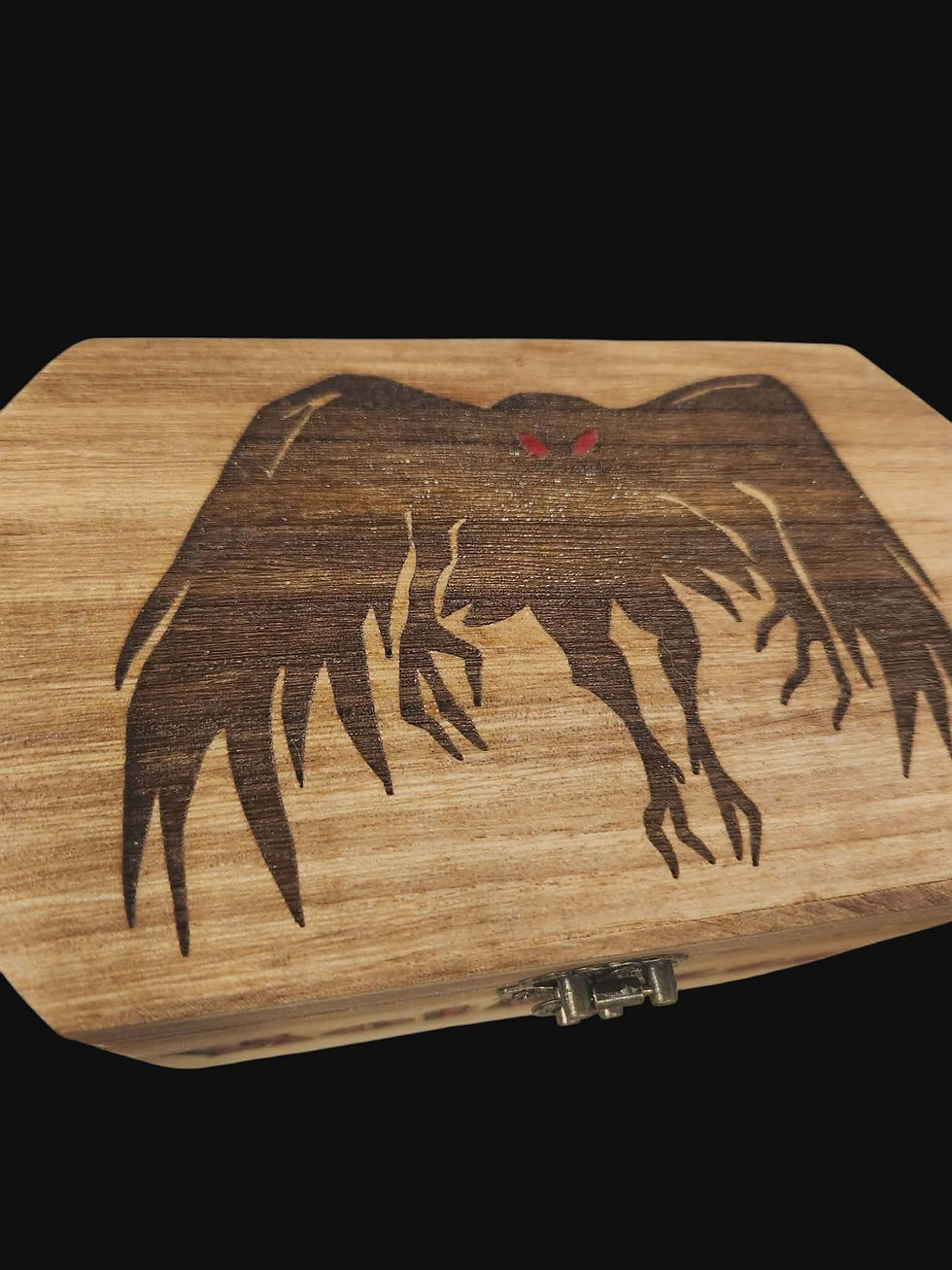 Thumbnail: The Mothman Wood Burned Box #AltarBox #TarotBox #WoodBox #Crytid