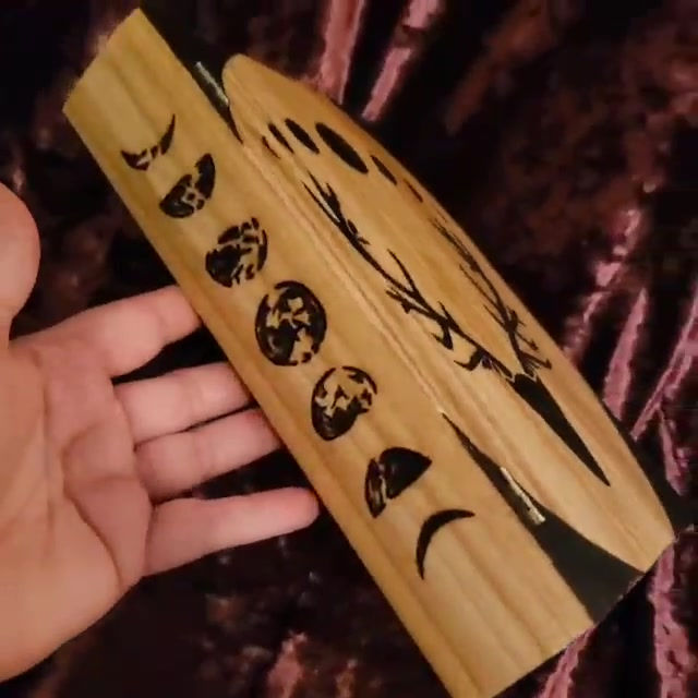 Thumbnail: Goddess Diana Wood Burned Book Box #AltarBox #TarotBox #WoodBox