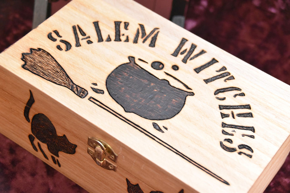 Thumbnail: Salem WItches with Cats Burned Box ~ Altar Box ~ Tarot Box
