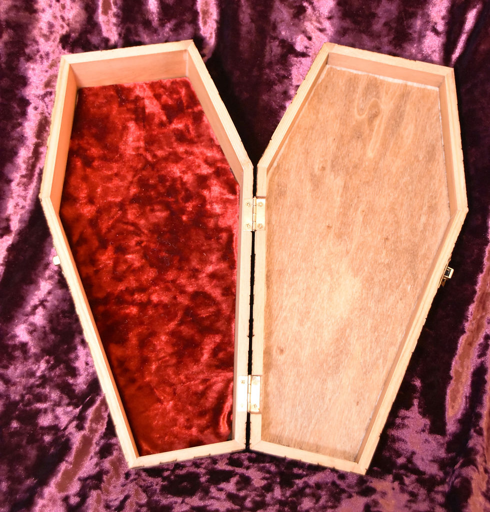 Thumbnail: Demon Lucifer Coffin Wood Burned Box ~ Altar Box ~ Tarot Box