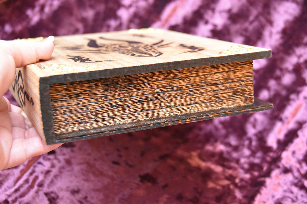 Thumbnail: Dragon Wood Burned Book Box #AltarBox #TarotBox #WoodBox