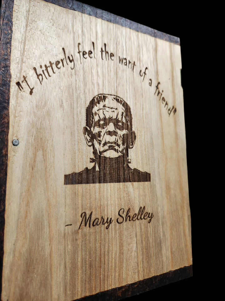 Thumbnail: Frankenstein Wood Burned Book Box #AltarBox #Gothic #Wood