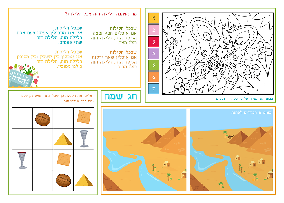 תמונה ממוזערת: מארז פלייסמטים לפסח לילדי גן. גודל A3