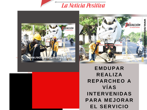 Emdupar realiza reparcheo a vías intervenidas para mejorar el servicio