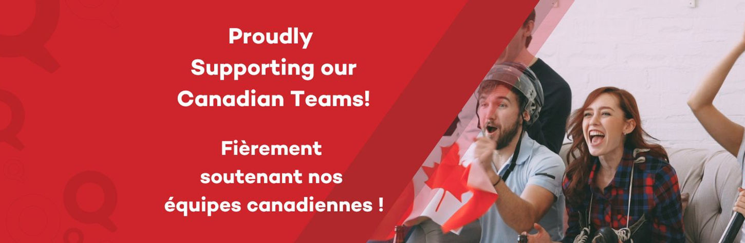 Proudly Supporting our Canadian Teams! The image shows excited fans encouraging their teams for National Hockey League.