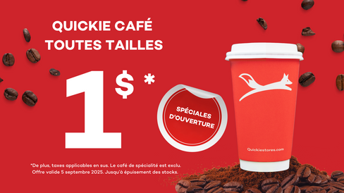 🎊 Grand Reopening Specials   We’re celebrating with some amazing, limited-time offers, Quickie coffee any size $1