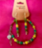 stunning earring and bracelet set, gold plated in muted shades go green