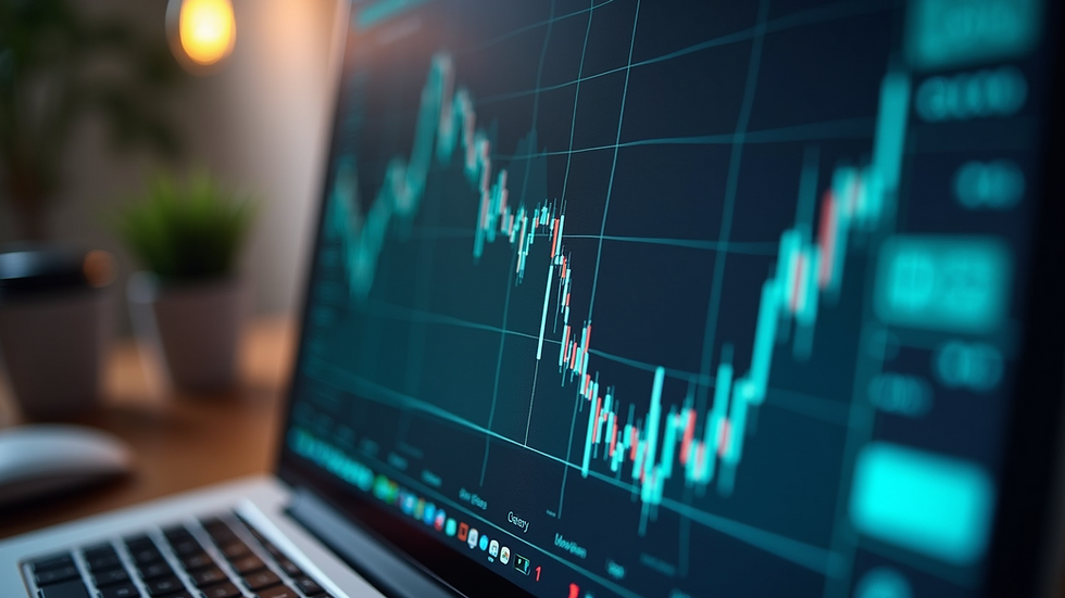 Close-up of a computer screen showing investment portfolio graphs
