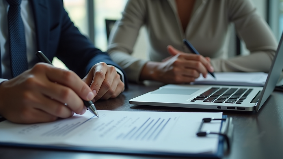 Eye-level view of a financial advisor explaining stock options to a client