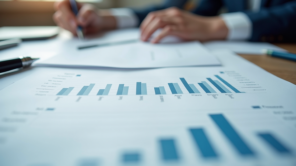 Close-up view of a detailed financial plan document with charts and notes