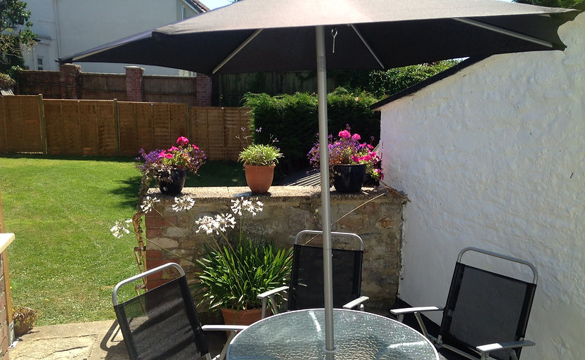 Lovely sunny garden terrace, a great place for breakfast