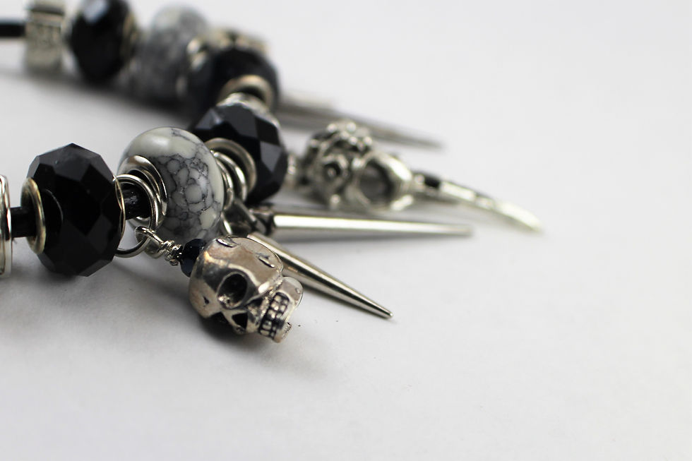 Thumbnail: Silver Bird Skull Charm Bracelet
