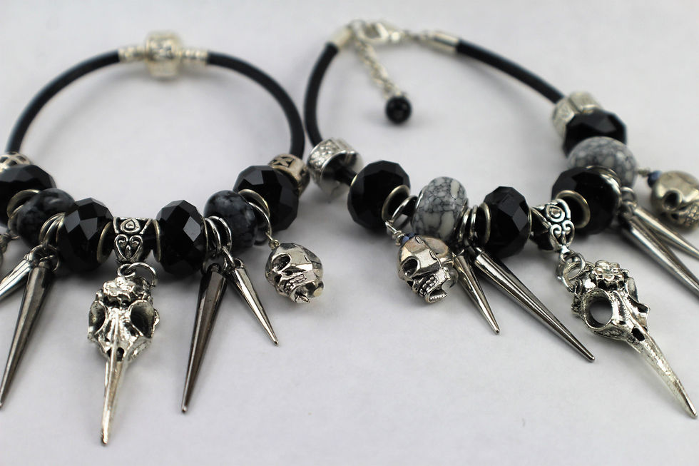 Thumbnail: Silver Bird Skull Charm Bracelet