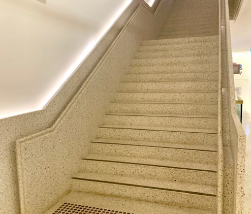 Product placed around cream stairs. Creating an antique vibe.