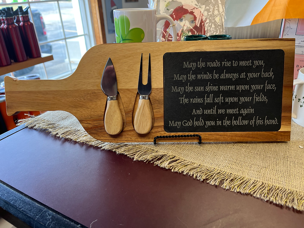 Irish Cutting Board with Knife and Skewer