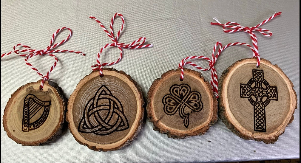 Irish Log Slice Ornaments