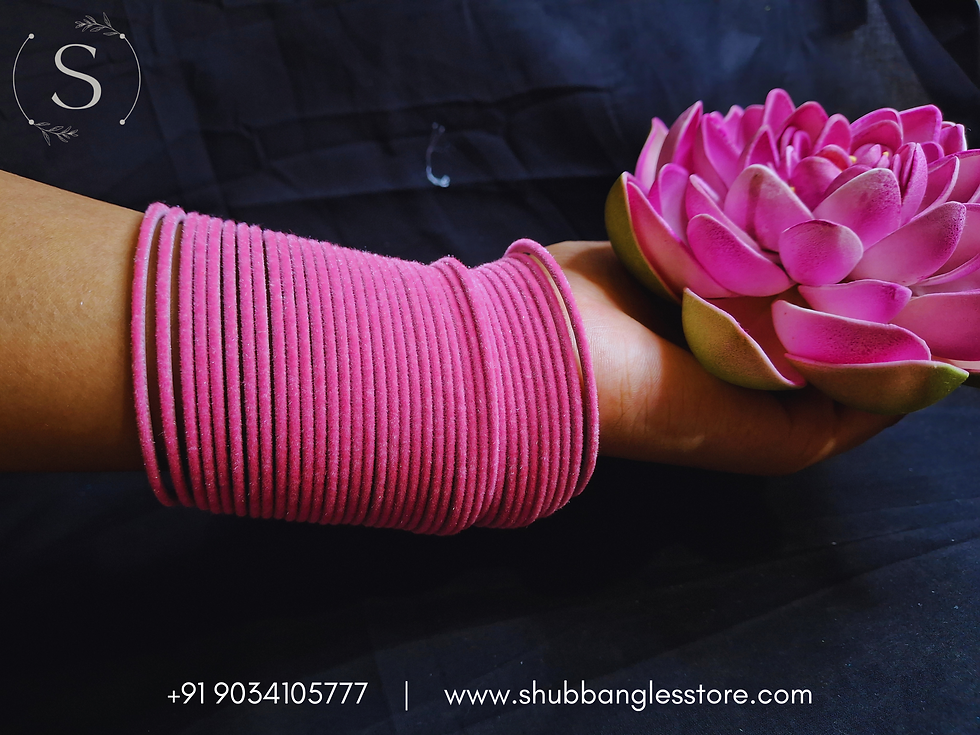 Thumbnail: Baby Pink Velvet Bangles