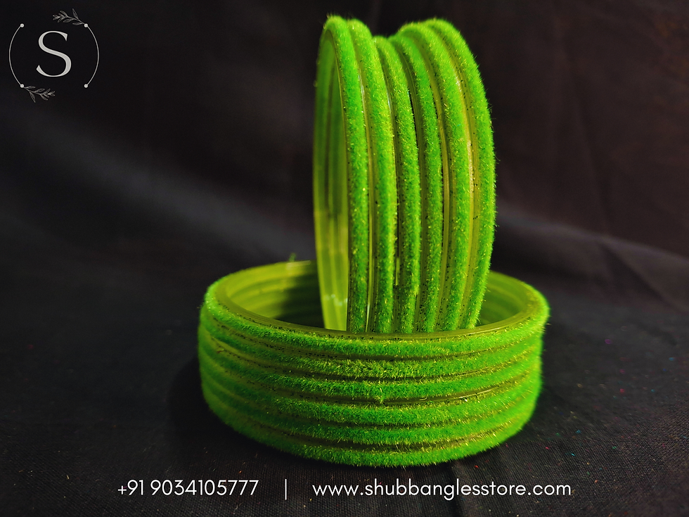 Thumbnail: Parrot Green Velvet Bangles