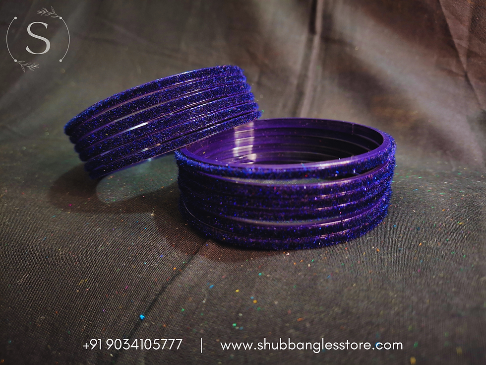Thumbnail: Navy Blue Velvet Bangles