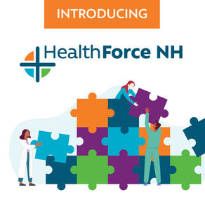 HealthForce NH with illustrated people building puzzle pieces