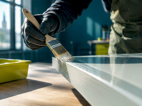 Topcoat applied to painted wood panel