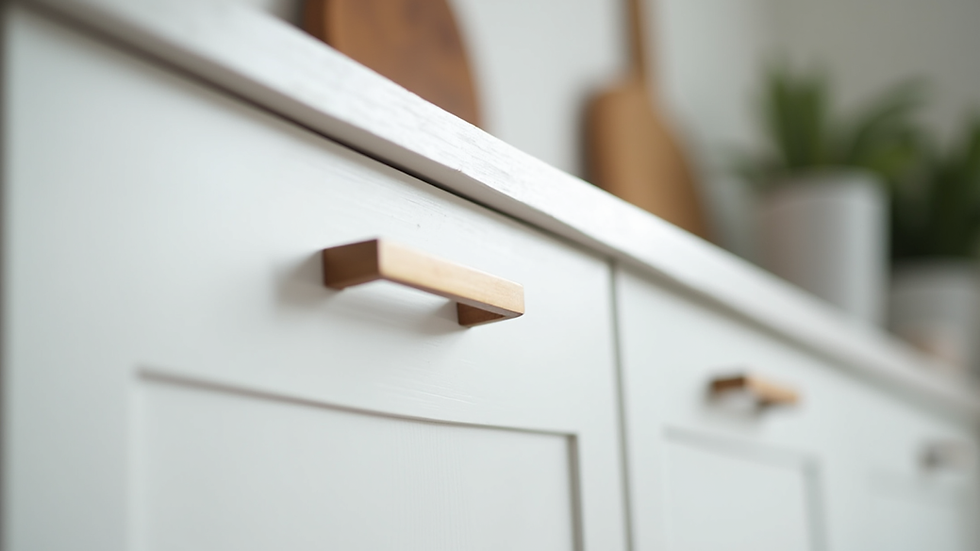 Close-up view of freshly painted white kitchen cabinet door in a modern Ottawa home