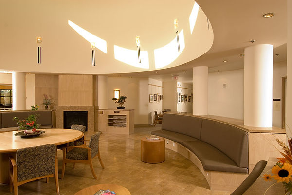 senior center reading lounge with circular skylight monitor