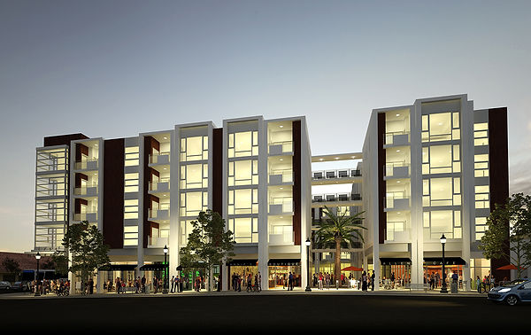 Pasadena TOD mixed use architecture night view
