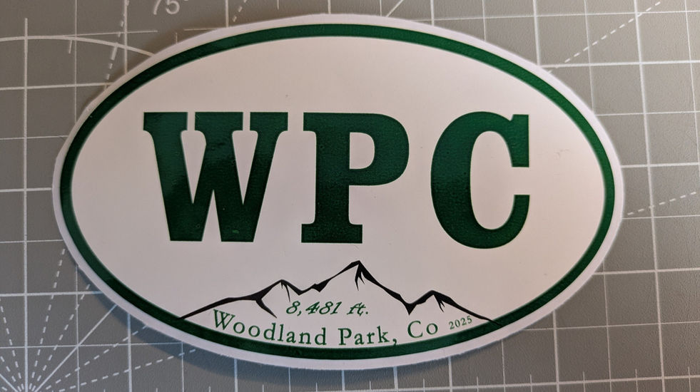 Woodland Park Colorado Custom Bumper stickers WPC Decals elevation and city Woodland Park Printing and Business Marketing