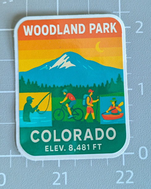 water bottle stickers Decals with mountain range, activities Colorado