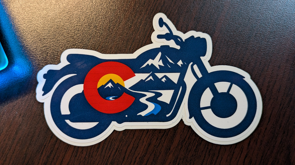 Colorado Flag motorcycle custom Silhouette sticker, decals of Harley Davidson, Yamaha, Royal Enfield, Suzuki, Honda